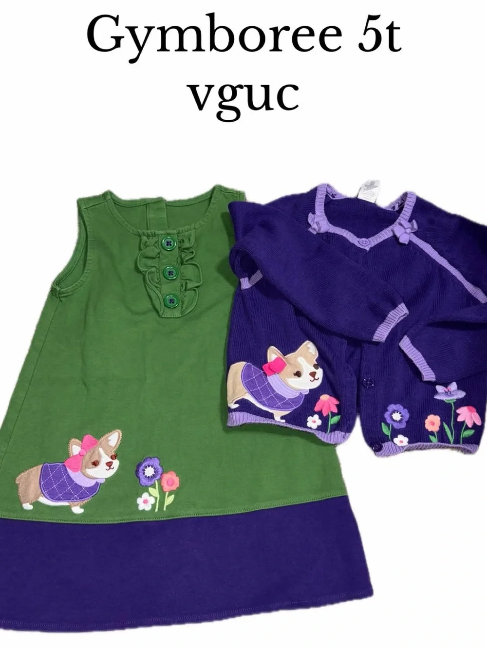 Gymboree 5t stylish little corgi dress and cardigan